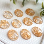 <4個>金箔入り オーバル クリアカボション