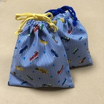 (刺繍名入れ可)シンプルな巾着袋働く車