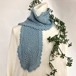 【ミニショール／ミニストール】☆楕円ミニストール♪コットンブルー系♪ハンドメイド☆