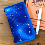 万年筆のためのペンケース*宇宙・ブルー
