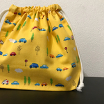 フレンチポップな車柄巾着イエロー☆お弁当袋