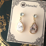 ▼ジルコニアノンホールピアス 雫 クリア 