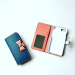 ＊全機種対応 鏡・クリアポケット付き収納たっぷりイタリアンレザーブッテーロのスマホケース  Xperia/GALAXY/etc..