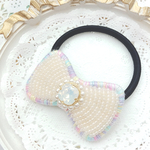 ビーズ刺繍りぼんヘアゴム(小さめ)