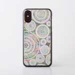 iPhoneXS/XSmax対応★iPhone/Xperia/Galaxy スマホケース（ホワイトレース・黒カバー）[螺鈿アート・天然貝ケース]