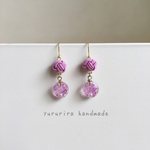 すみれ色の水引ピアス/イヤリング