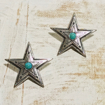 シルバー ターコイズ スター ループ コンチョ  2個 40mm