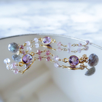 14KGF/ ［2WAY］AMETHYST STRAWBERRY QUARTZ LABRADORITE EARRINGS