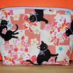 🐈{再販x7｝かっこいい猫ちゃん桜と市松模様のポーチ