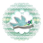 刺繍ブローチ＊青い鳥