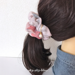 春色♡ふわふわ  花柄 シュシュ ピンク