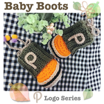 森の小ビト学校★Baby Boots★ベビーシューズ［Ｐ- Logo］-Khaki×Orange-