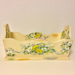 クリーム色の、デイジーとリボンのブレッドケース トールペイント