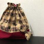 シルエットアリス×タータンチェック柄巾着☆お着替え入れ