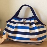 【nae様オーダー品】ミニグラニーバッグ＊ライトブルー×ネイビーボーダー