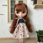 【送料無料】リカちゃん、ブライス 花柄ホルターネックワンピース&サンダルセット