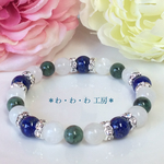☆エメラルドとラピスラズリとロイヤルブルームーンストーンの天然石ブレスレット/パワーストーン