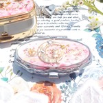 桜の花びら　お月見猫の楕円ピルケース（鏡付）