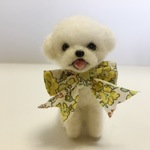 羊毛フェルト マスコット マルチーズ リバティリボン