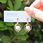 重なり合うフープとパールearring