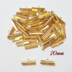 【薄い黄色味ゴールド】 リボン留め ワニ口 20mm  45個