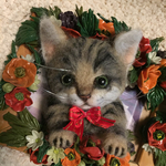 羊毛フェルトキジトラ猫のブローチ