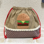 🍔ハンバーガーな巾着袋♪お弁当袋に♪