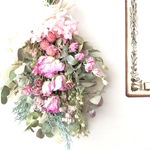 バラと千日紅のスワッグ＊pink