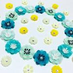 お花シール❁︎50枚❁︎ターコイズ＆イエロー