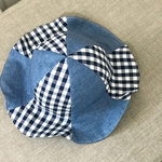 【y様専用】48cmベビー用帽子 チェック×デニム