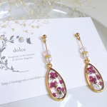春♡ゆらキラしずくの押し花ピアス