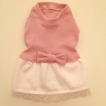 犬服 いちごみるく色のワンピース リボン付き