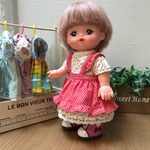 メルちゃんのエプロンドレスセット(クリーム小花×赤ドット)
