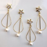 ビジュースター×コットンパールバーピアス/イヤリング*シンプル*プレゼント*星*秋