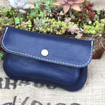 ２層の長財布/ふんわり長財布/ハンドメイド革作品/紺色の革財布/2sou-navy