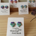 ビオラの刺繍イヤリング