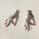 GOLD HAND PINK NAIL CHARM PARTS