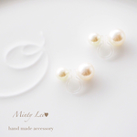 2way＊スワロフスキー1粒パール＊ノンホールピアス 