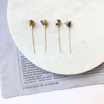 べっ甲のback long stick earring(ベージュ)