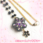 桜マカロンのネックレス(ブラック)