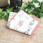 《for kids》おとぼけクマさんの ハーフガーゼハンカチ♡ピンク