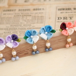 紫陽花とパールピアス★つまみ細工 ★ イヤリングに変更可