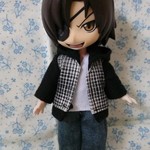 パーカー3点セット(黒×チェック) オビツ１１服