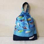 【20%OFF】体操服袋_電車×ブルーチェック