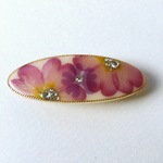 プリムラとサクラソウの押し花バレッタ
