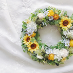 Sunday's flower ひまわりとスノーボールのリース