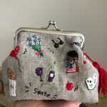 パリの刺繍がま口ポーチ♪①