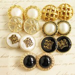 ■ペアセット■10個入■18-20mm■ビンテージボタン (ゴールド、エポキシ他)　 [1334] アクセサリーに! 