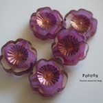 marble pink &copper  * flower テーブルカット チェコビーズ 5個
