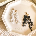 白＊黒レース*⑅︎୨୧ピアス/イヤリング